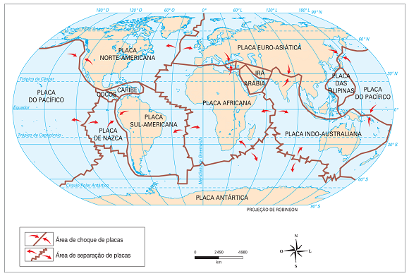 Mapa das placas tectônicas