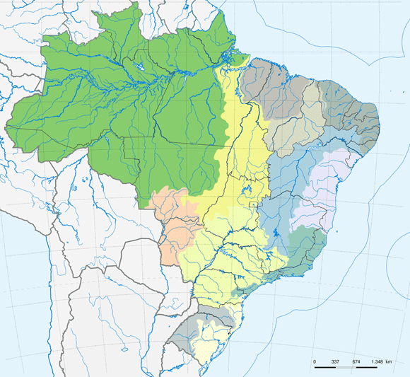Mapa das principais bacias hidrográficas do Brasil