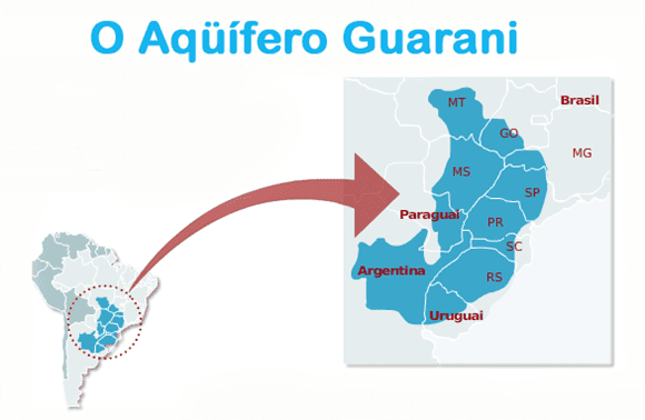 Mapa de localização do Aquífero Guarani