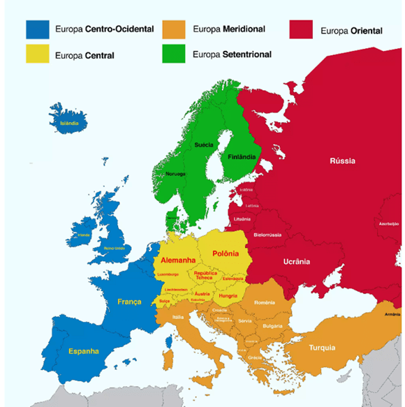 Mapa político do continente europeu - Duvid Geografia
