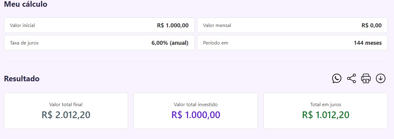 Foto do cálculo de investimento em poupança